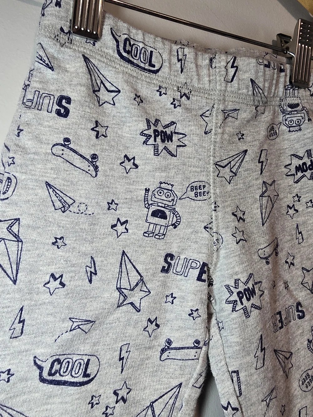 Carter's Light Gray Jogger Pants with Navy Print Robot Print